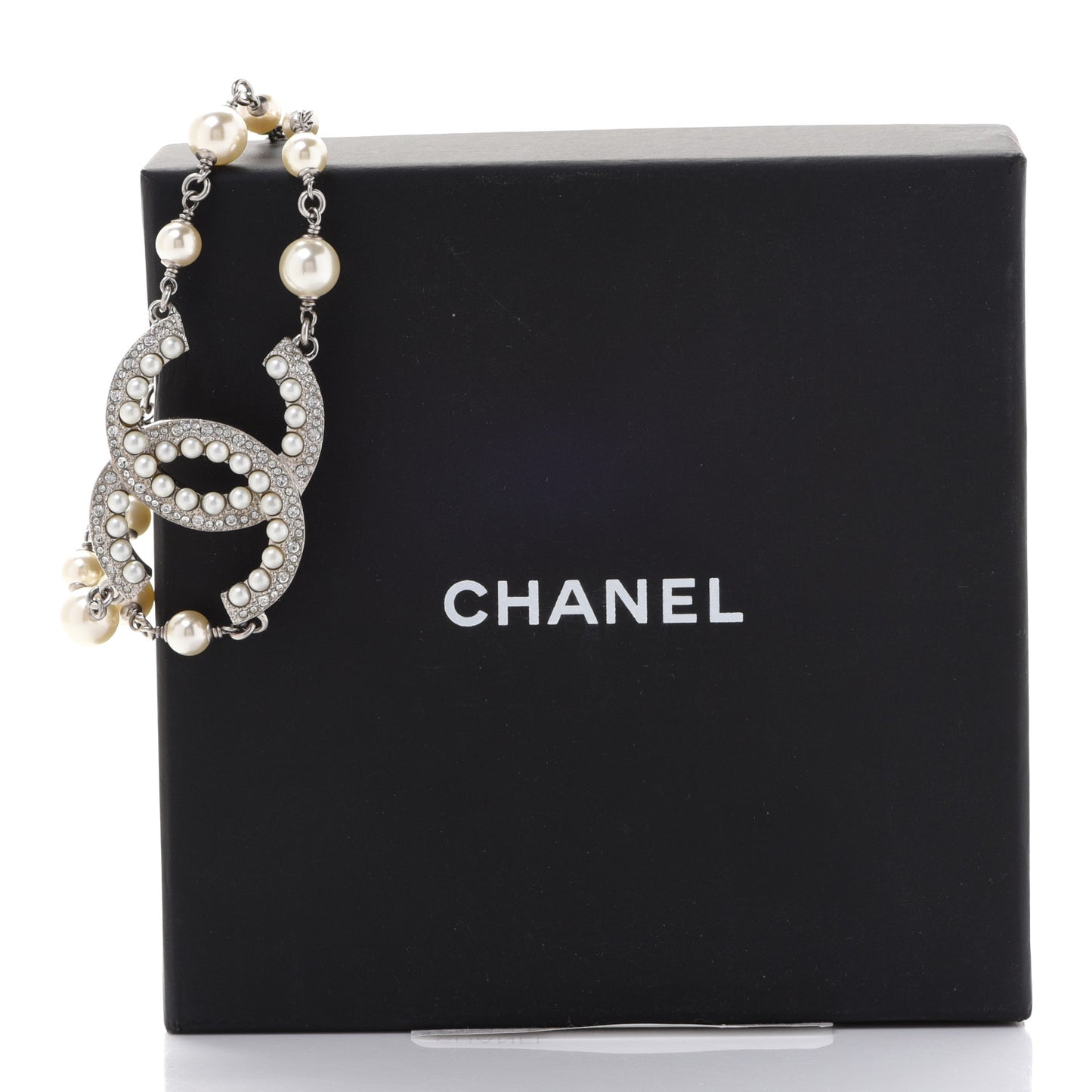 Pearl Crystal CC Bracelet Silver
