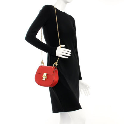 Chloe Grained Lambskin Mini Drew Shoulder Bag Plaid Red 2 of 7