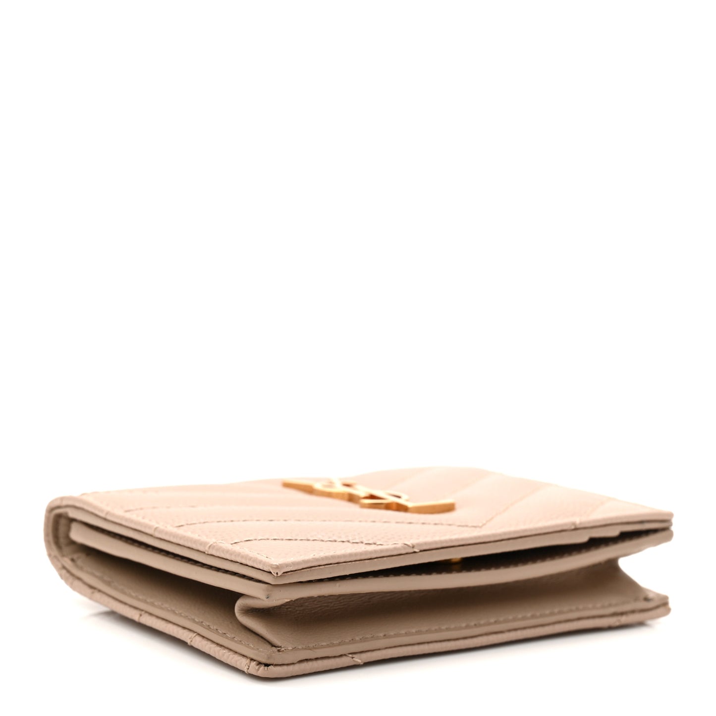 Grain De Poudre Matelasse Chevron Monogram Flap Card Case Dark Beige