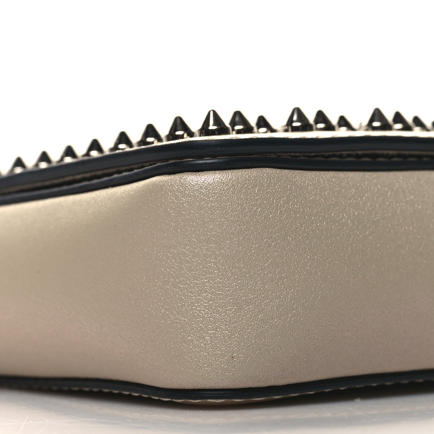 Christian Louboutin Metallic Calfskin Spikes Zoompouch Nude 8 of 9
