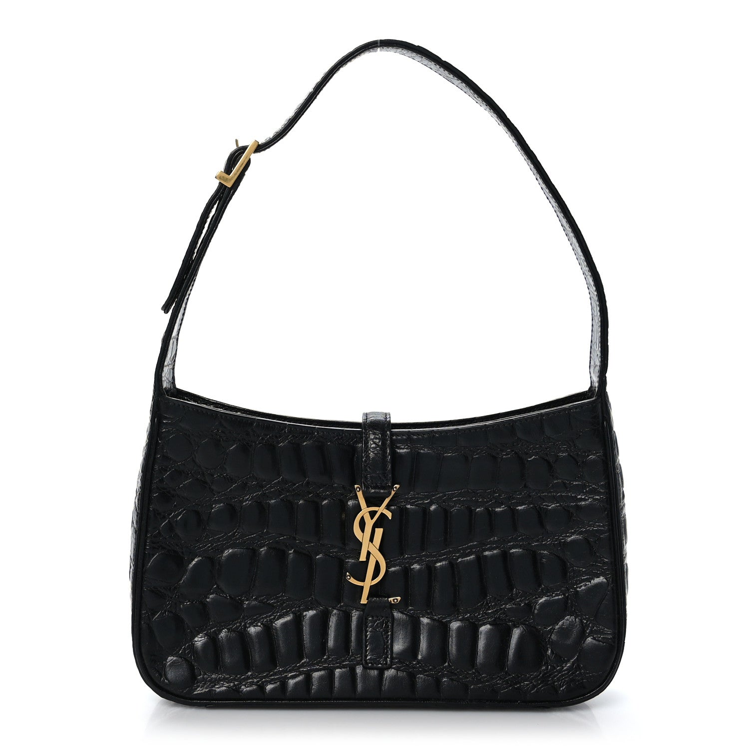 Saint Laurent Calfskin Crocodile Embossed LE 5 A 7 Hobo Black 1 of 9