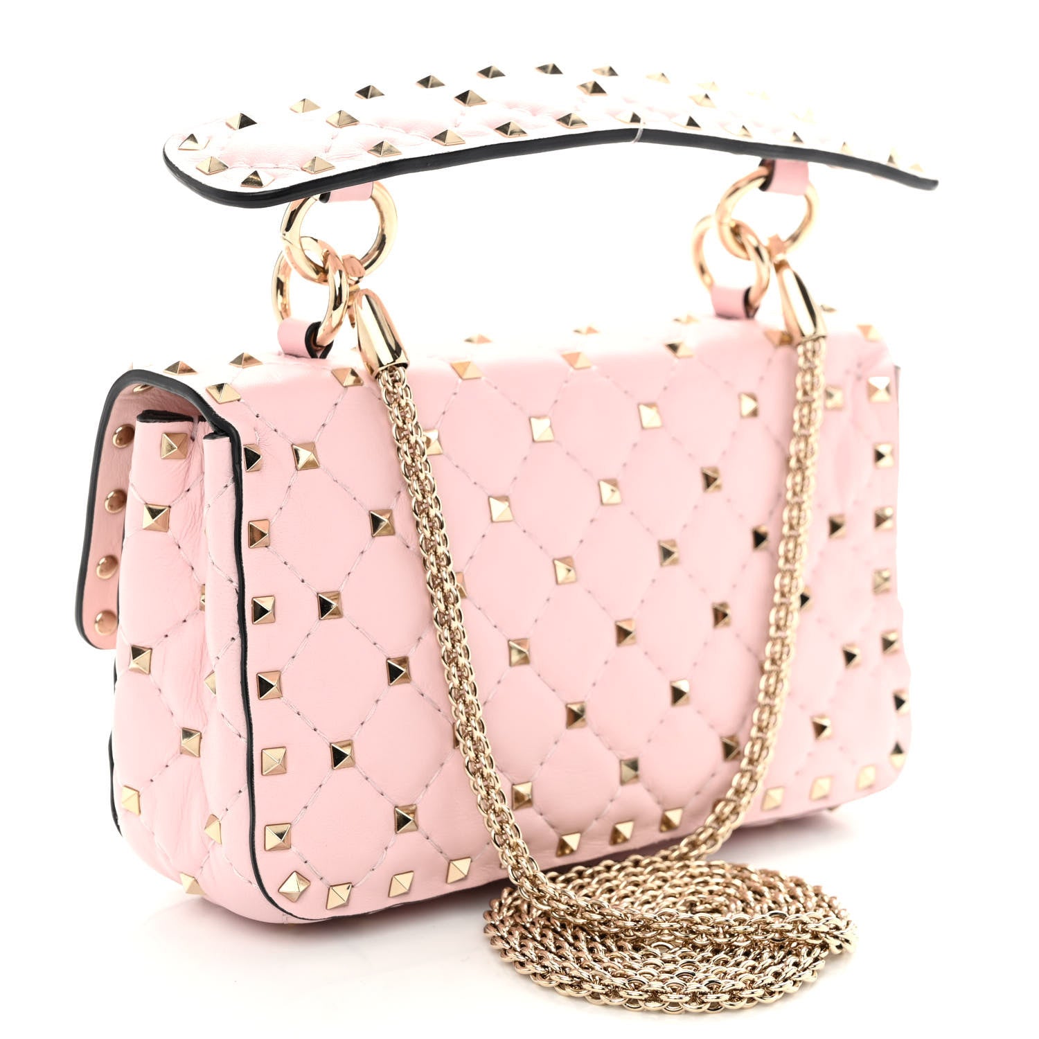 Valentino Garavani Nappa Small Rockstud Spike Shoulder Bag Water Rose 3 of 9