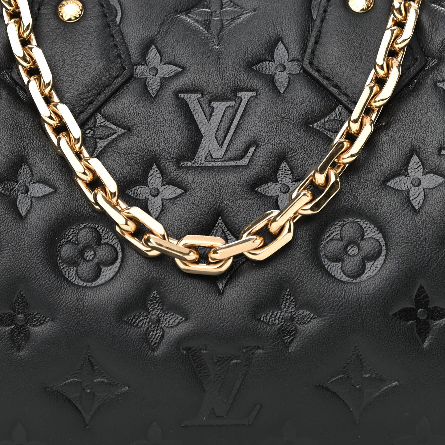 Lambskin Embossed Monogram Speedy 22 Bandouliere Black