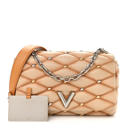 Louis Vuitton Lambskin Studded Malletage GO-14 PM Tan 1 of 16