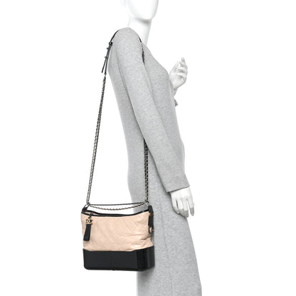 Chanel Aged Calfskin Quilted Medium Gabrielle Hobo Beige Black 2 of 14