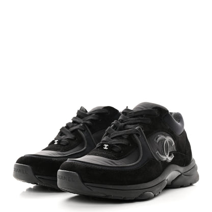 Chanel Fabric Calfskin Suede CC Sneakers 39 Black 3 of 9