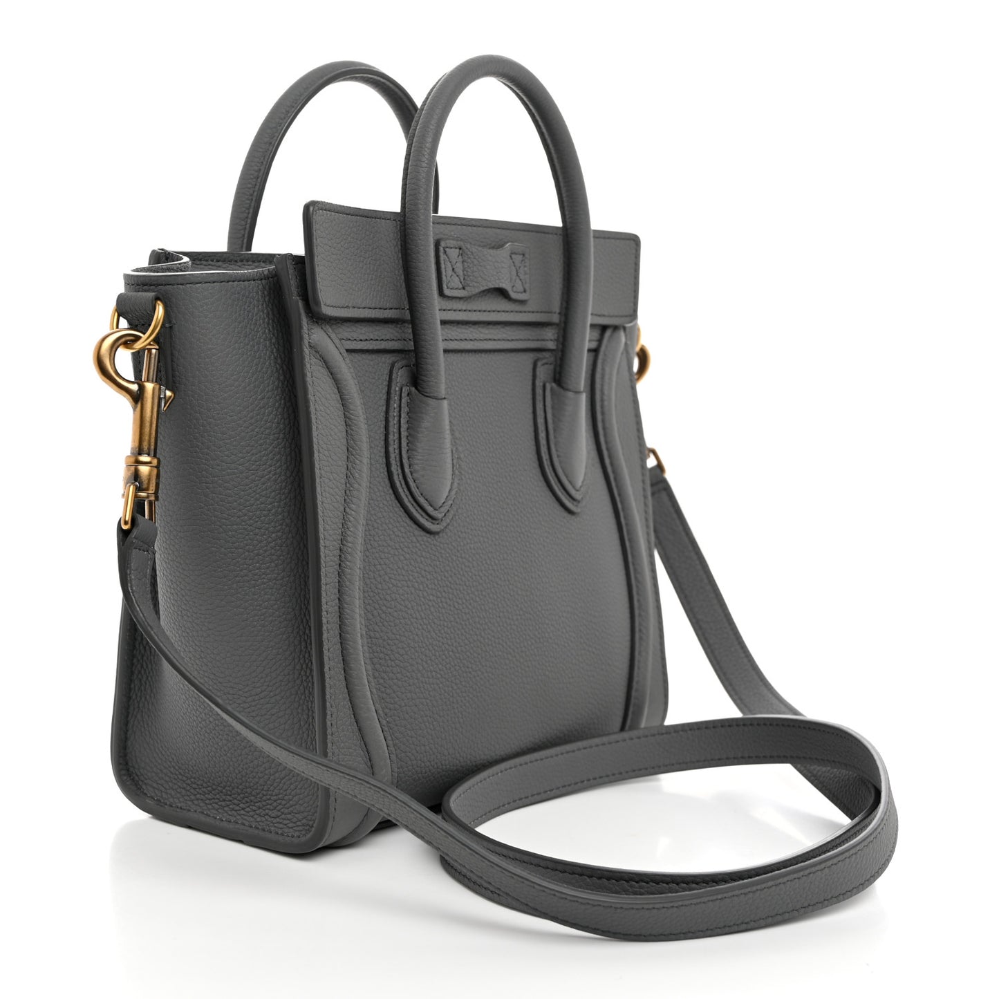 Drummed Calfskin Nano Luggage Kohl