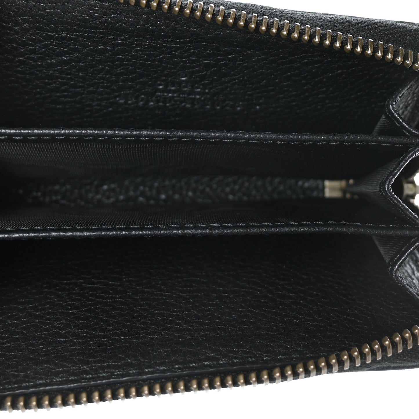 Calfskin Logo Zip Around Card Case Black