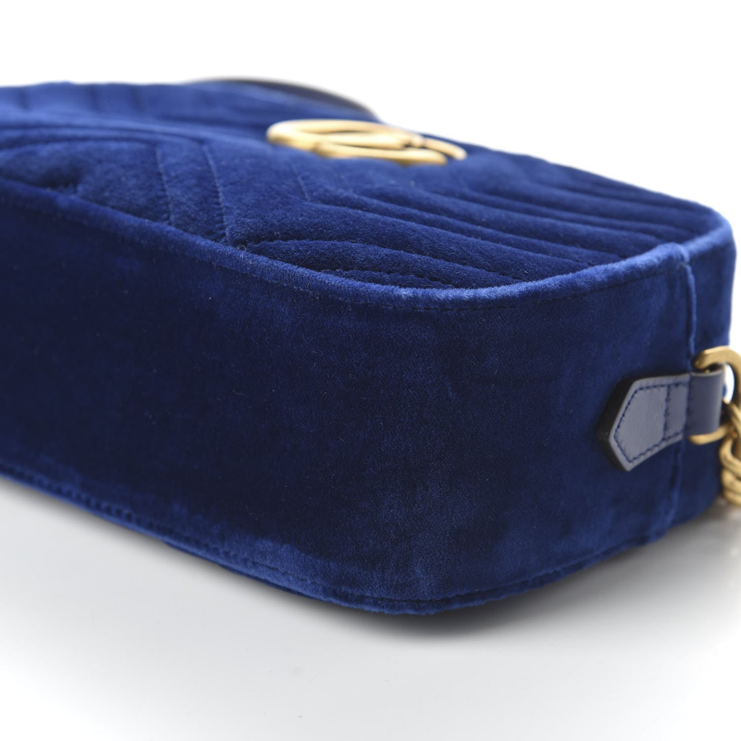 Gucci Velvet Matelasse Small GG Marmont Chain Shoulder Bag Cobalt 7 of 9