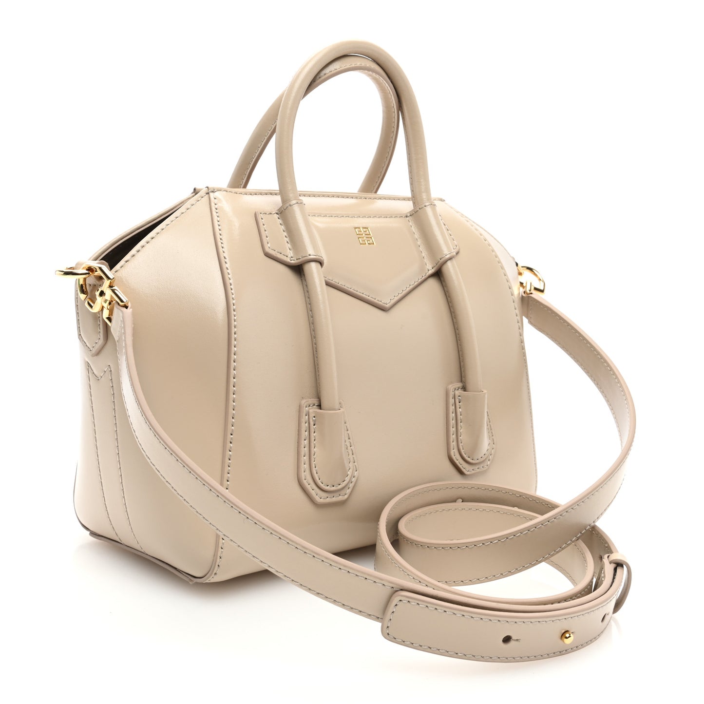 Box Calfskin Mini Lock Antigona Shoulder Bag Natural Beige
