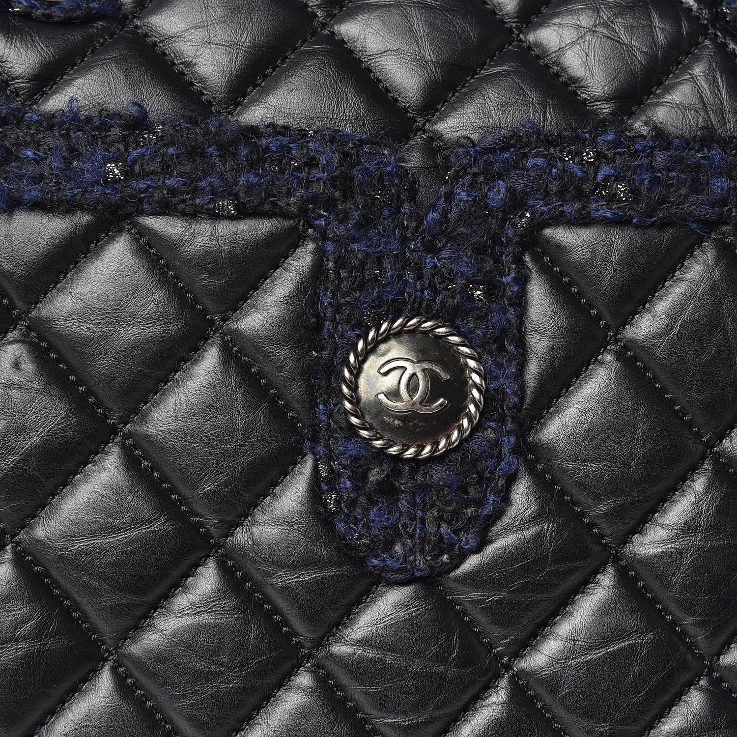 Chanel Aged Calfskin Quilted Tweed Large Secrets Tote Black 9 of 11