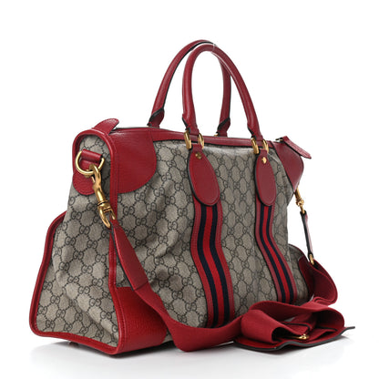 Gucci Soft GG Supreme Monogram Web Medium Duffle Bag Beige Red 3 of 11