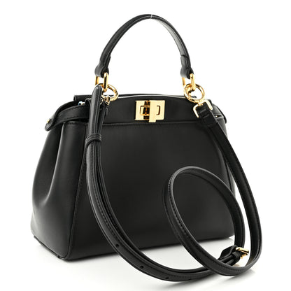 Fendi Nappa Stacked Bar Mini Peekaboo Iconic Satchel Black 3 of 10
