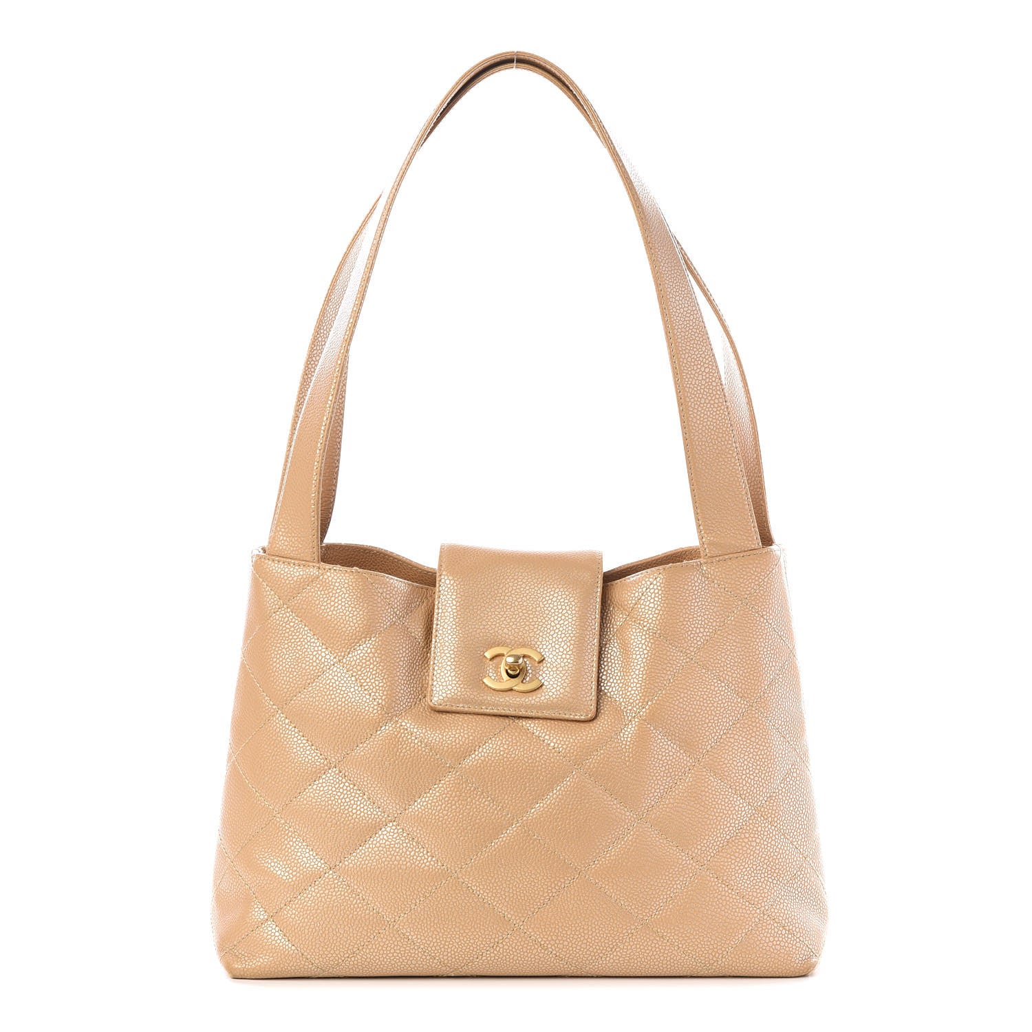 Chanel Metallic Caviar Quilted Shoulder Bag Beige 1 of 11