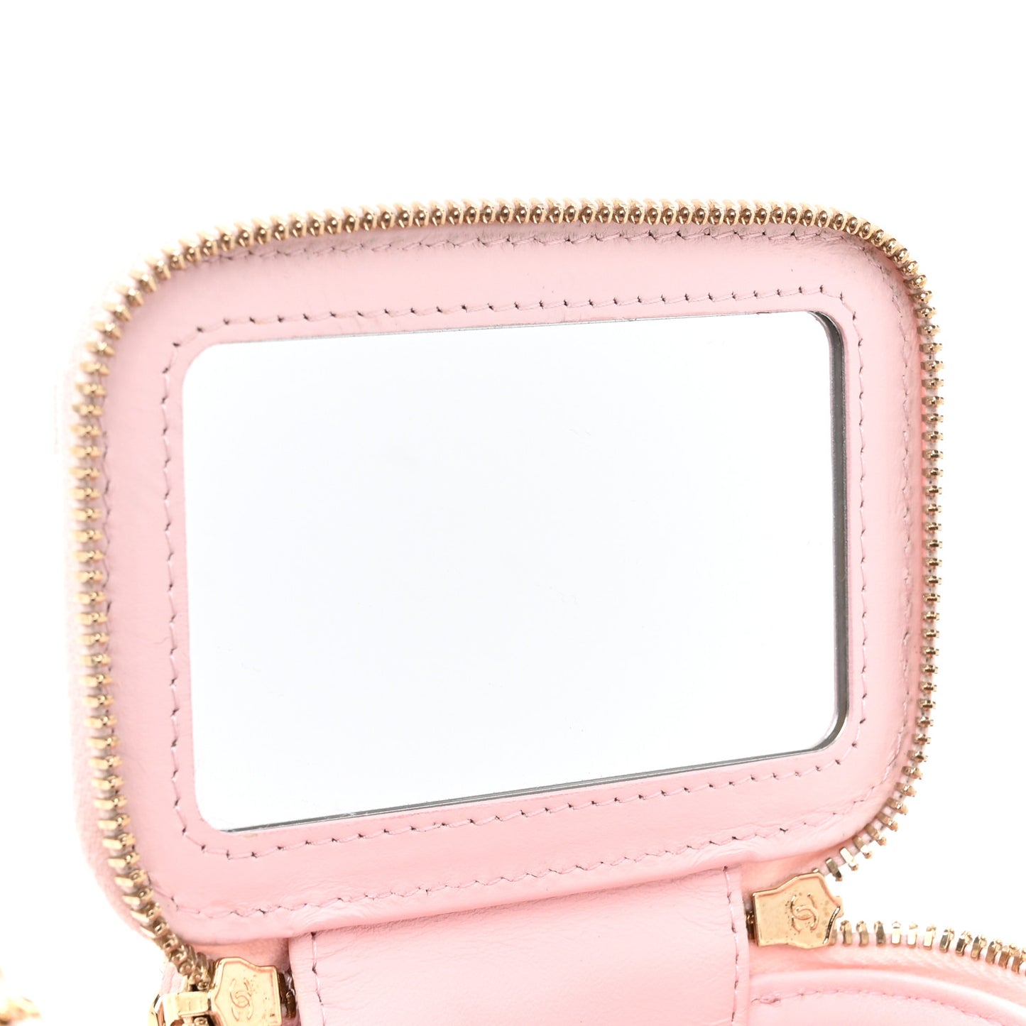 Caviar Quilted Mini Vanity Case With Chain Light Pink
