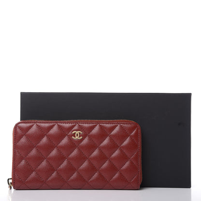 Chanel Caviar Quilted Large Gusset Zip Around Wallet Red 11 of 11