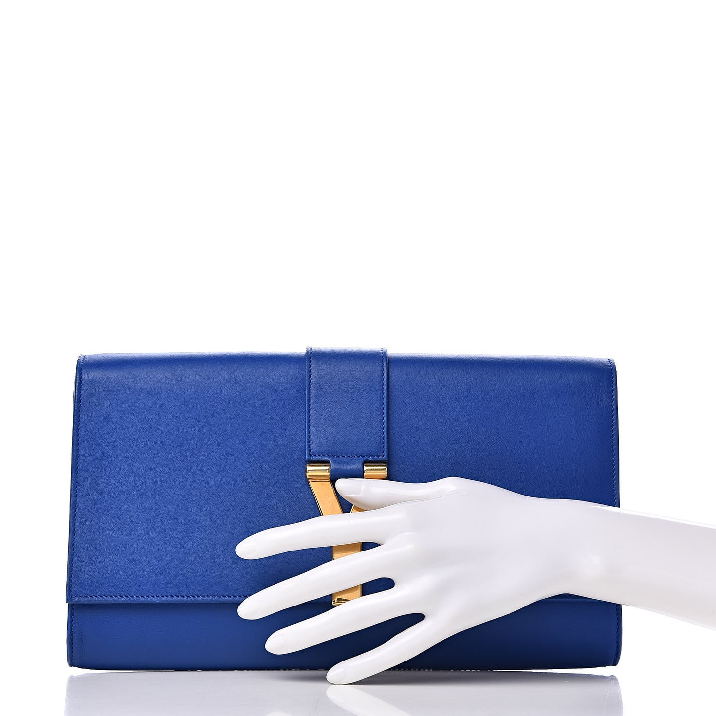 Calfskin Classic Y Ligne Clutch Royal Blue