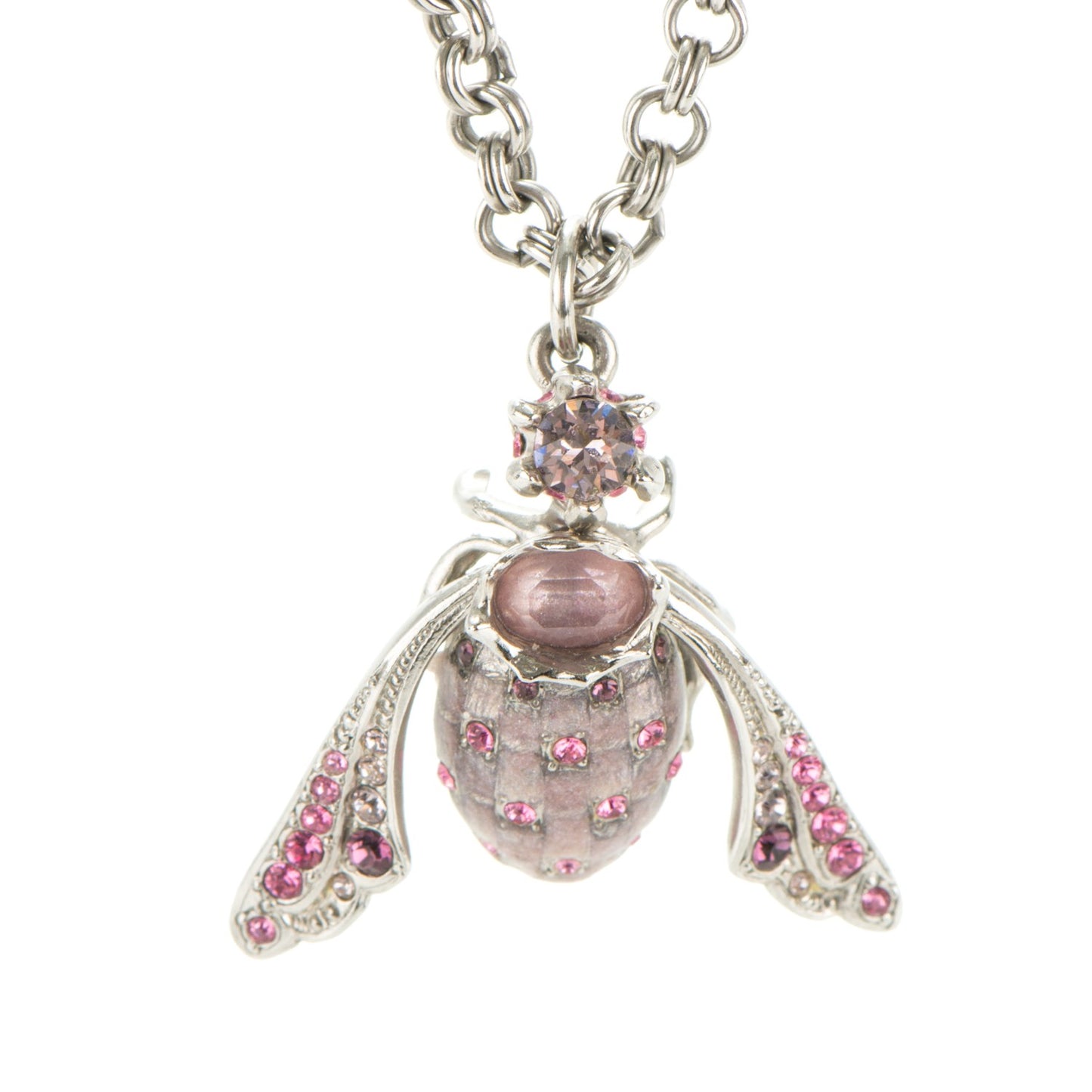 Crystal Bee Pendant Necklace Silver Multicolor