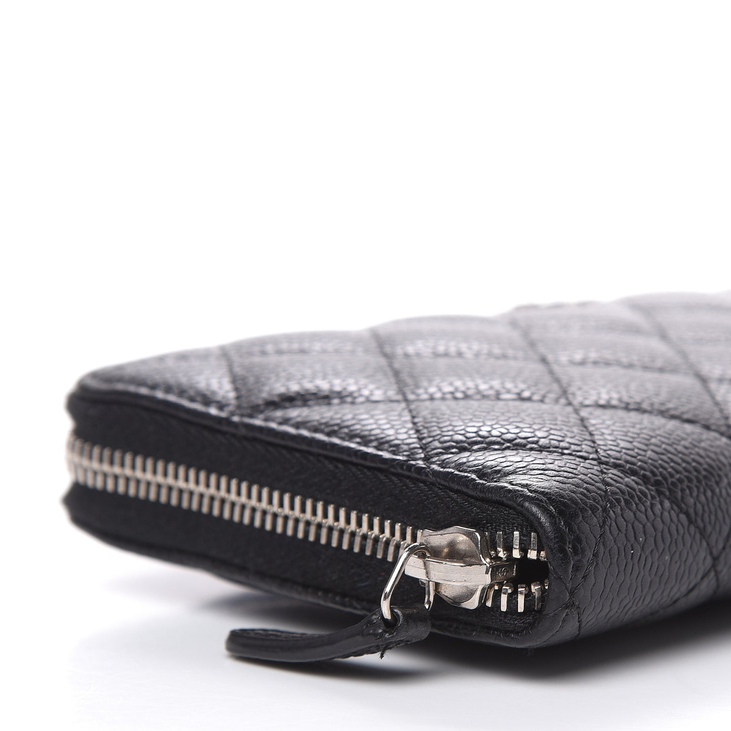 Caviar Quilted Large Gusset Zip Around Wallet Black
