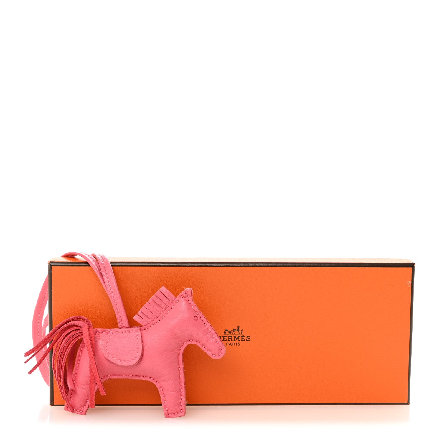 Hermes Milo Lambskin Grigri Rodeo Horse Bag Charm PM Rose Azalee 5 of 5