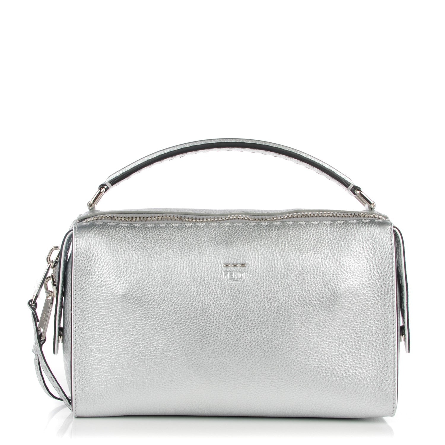 Fendi Cuoio Romano Lux Selleria Lei Boston Tote Argento 1 of 9