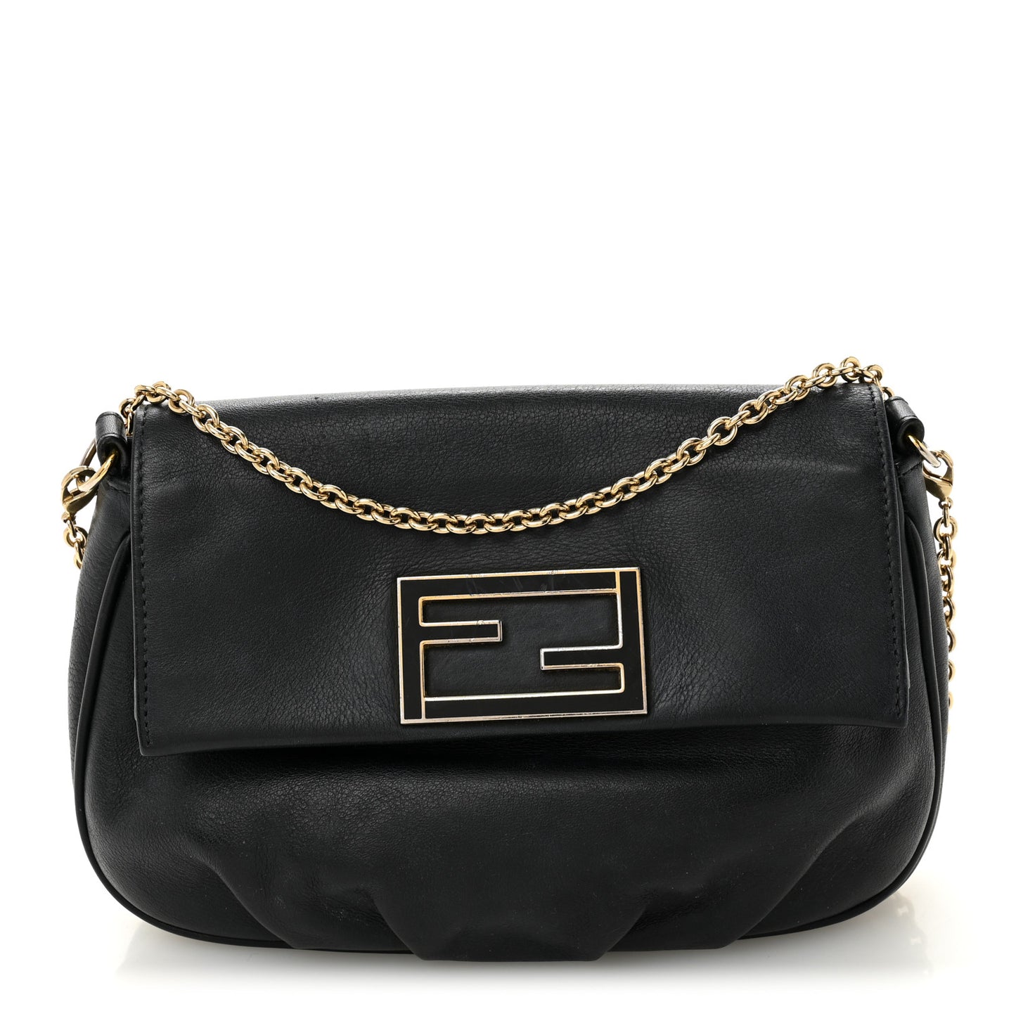 Vitello Flamingo Fendista Pouchette Crossbody Black