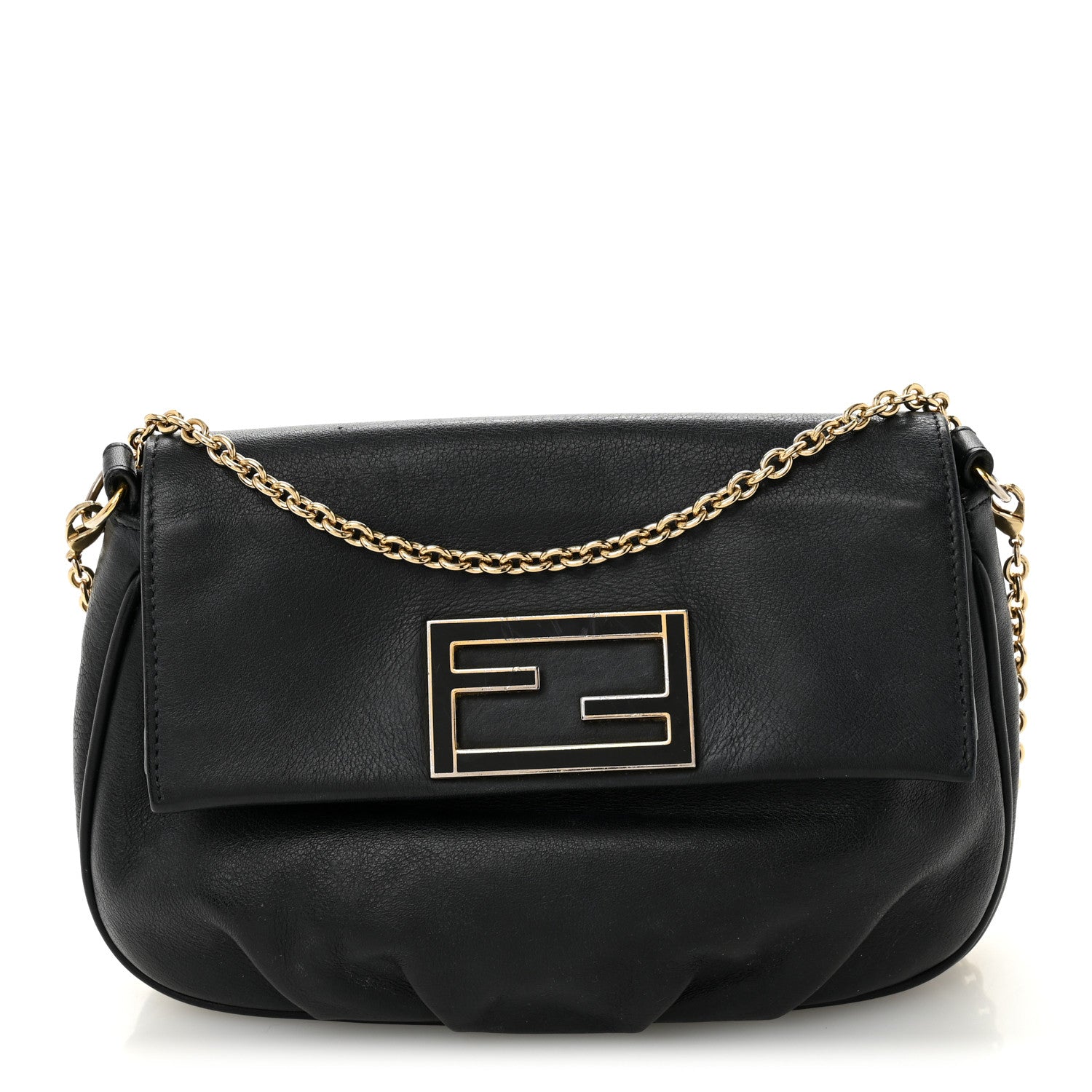 Fendi Vitello Flamingo Fendista Pouchette Crossbody Black 1 of 10