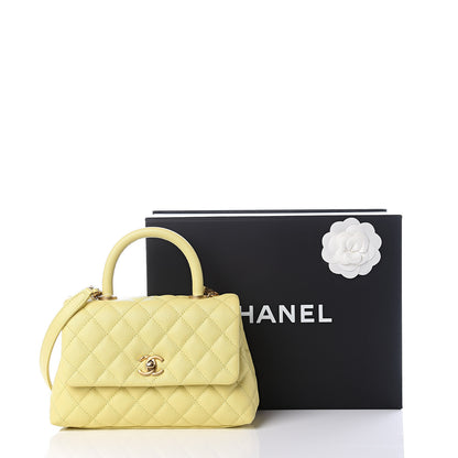 Chanel Caviar Quilted Mini Coco Handle Flap Yellow 10 of 10