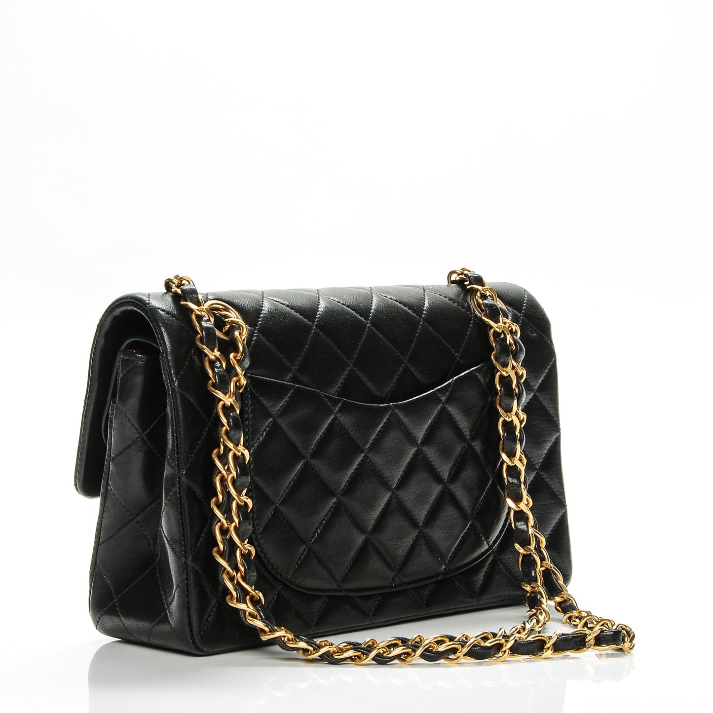 Lambskin Quilted Small Double Flap Black