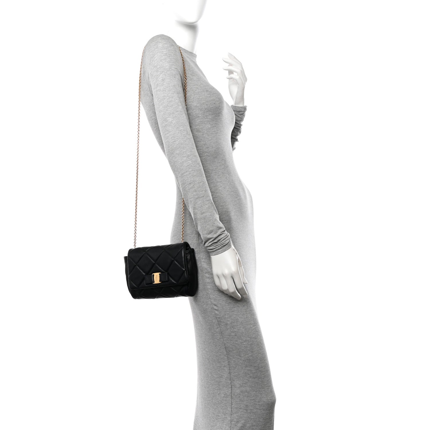Salvatore Ferragamo Nappa Quilted Ginny Crossbody Black 2 of 9