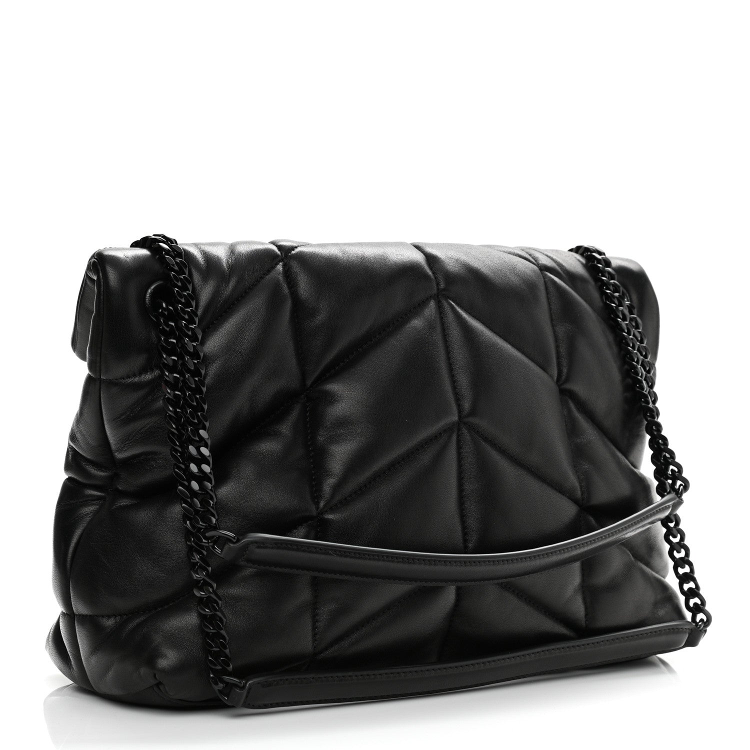 Saint Laurent Lambskin Quilted Medium Loulou Puffer Monogram Chain Satchel Black 3 of 11