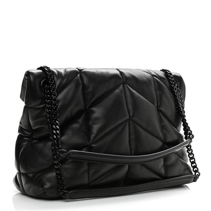 Saint Laurent Lambskin Quilted Medium Loulou Puffer Monogram Chain Satchel Black 3 of 11
