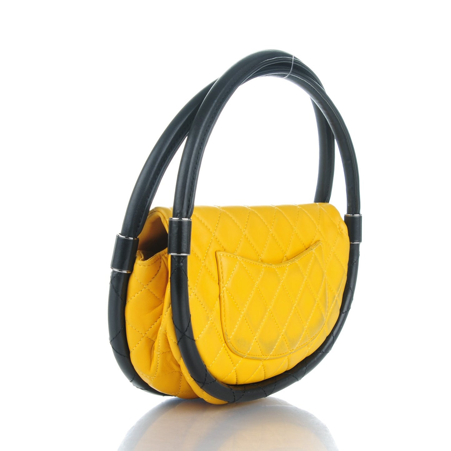 Quilted Lambskin Small Hula Hoop Flap Yellow