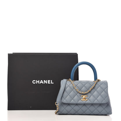 Chanel Caviar Lizard Quilted Mini Coco Handle Flap Light Blue 11 of 11