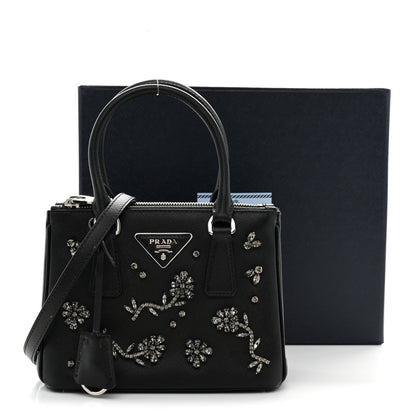 Prada Saffiano Lux Crystal Mini Galleria Double Zip Tote Black 13 of 13