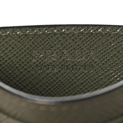 Prada Saffiano Triangle Card Holder Loden 6 of 8