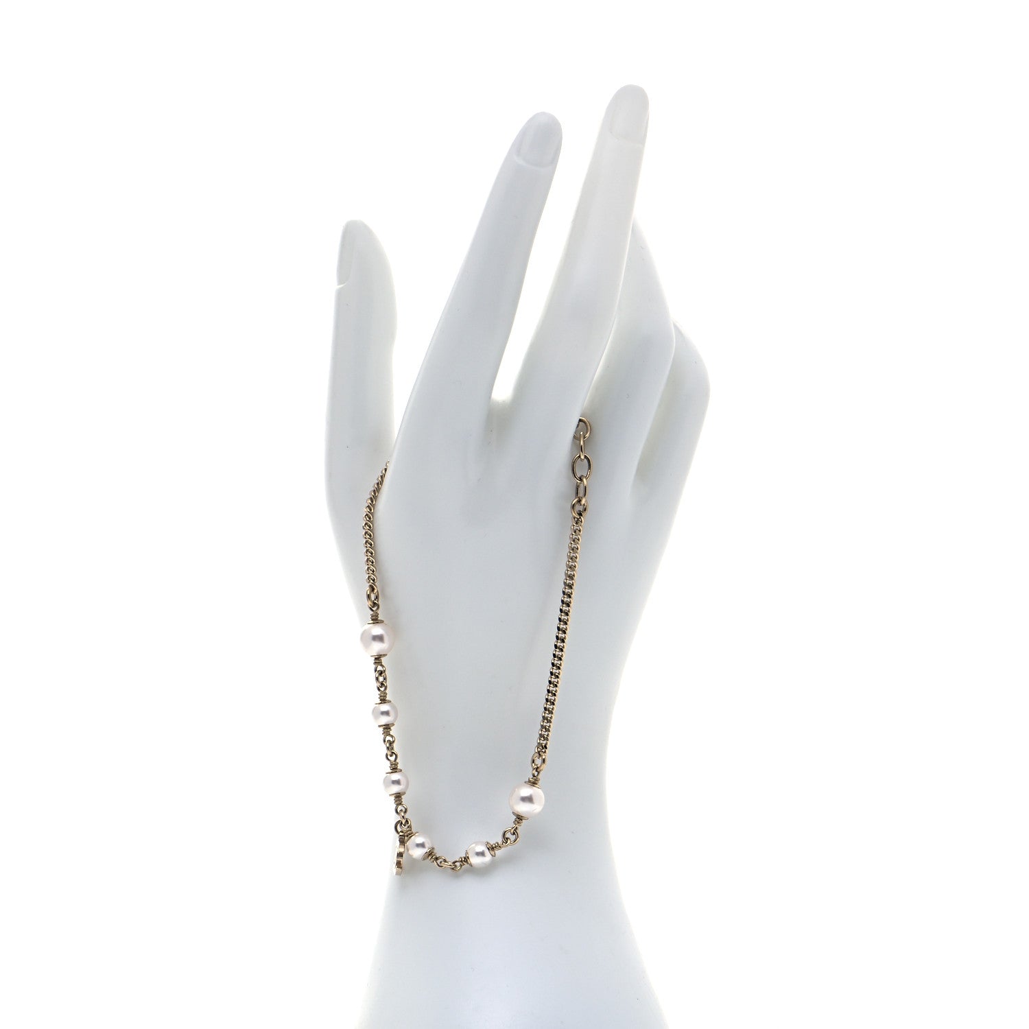 Chanel Pearl CC Chain Anklet Gold Pearly White 2 of 5