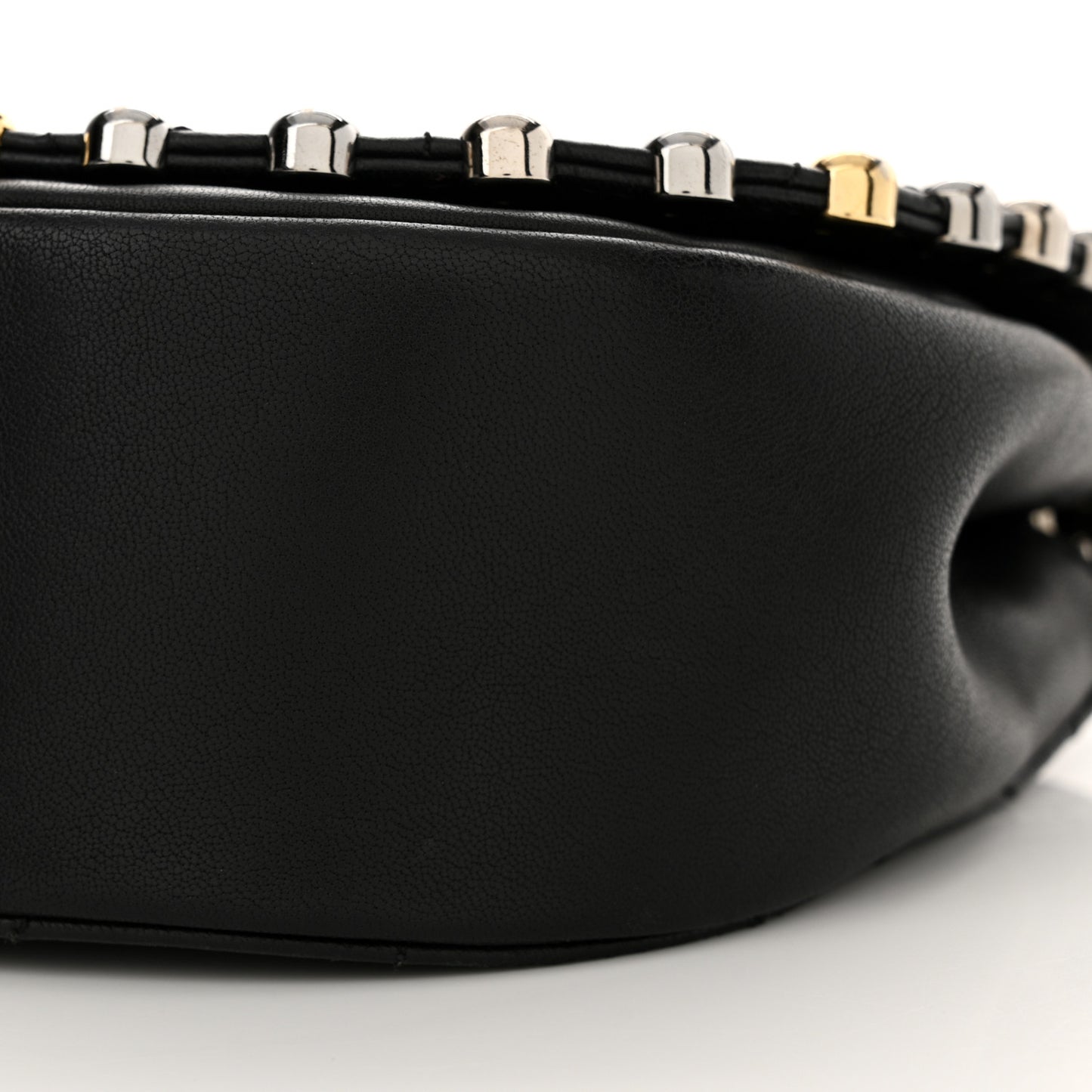 Lambskin Quilted Small Studded Bubble Flap Black