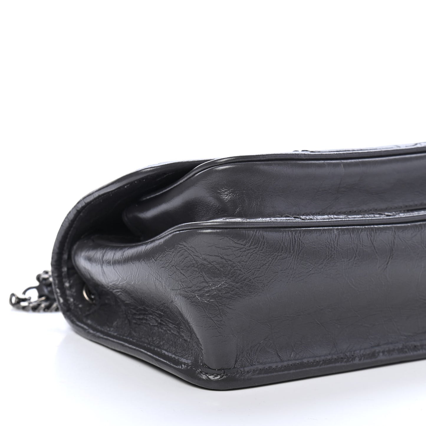 Crinkled Calfskin Matelasse Monogram Baby Niki Chain Satchel Storm