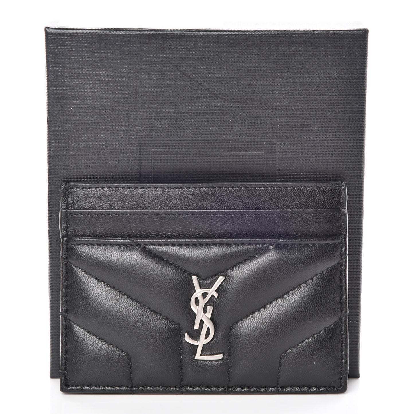 Calfskin Y Quilted Monogram LouLou Credit Card Case Black
