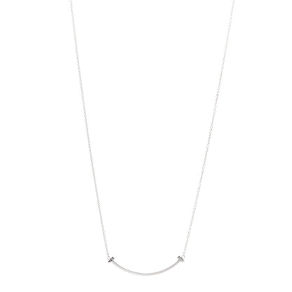 Tiffany 18K White Gold Small T Smile Pendant Necklace 1 of 6