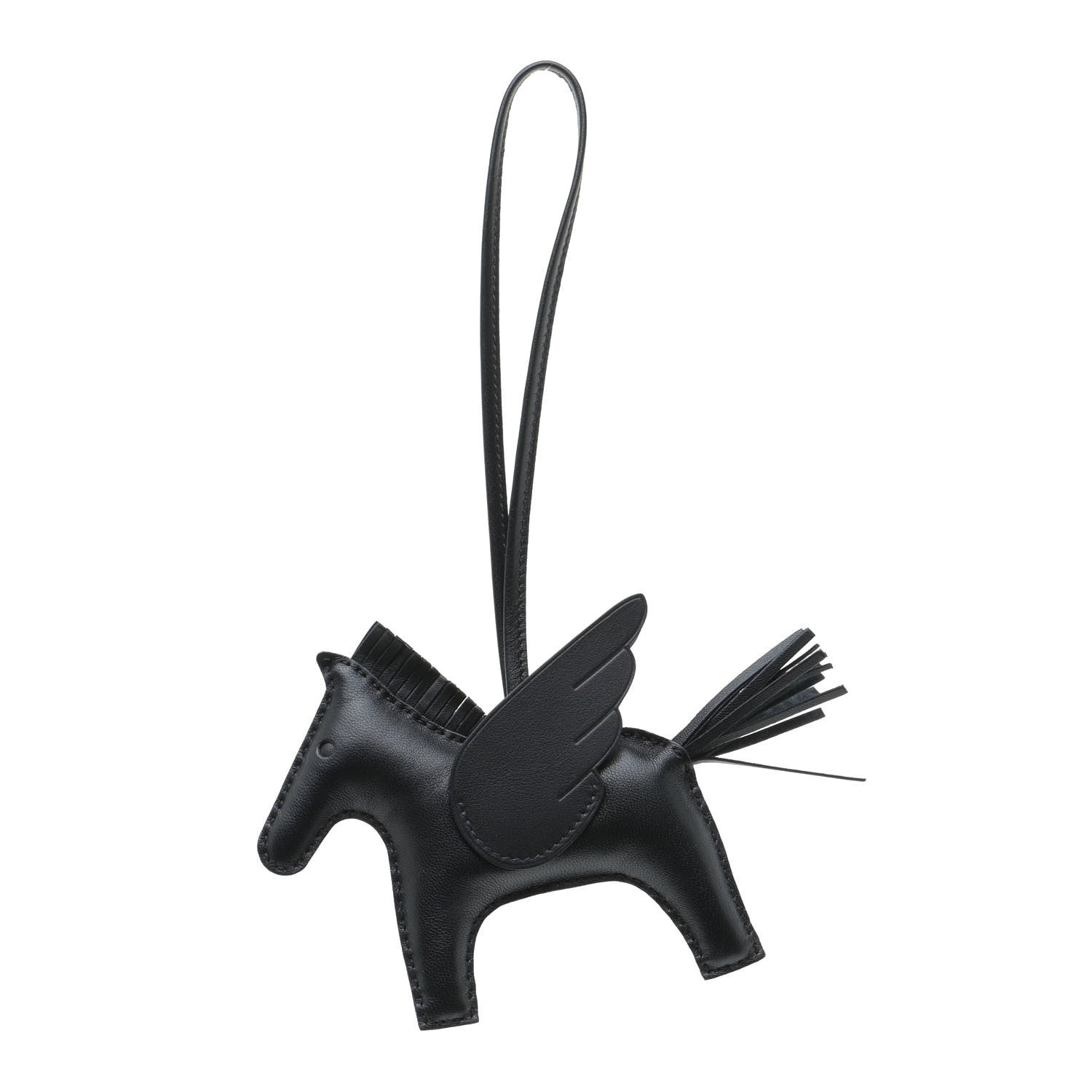 Hermes Milo Lambskin Grigri Rodeo Pegase Horse Bag Charm MM So Black 1 of 4
