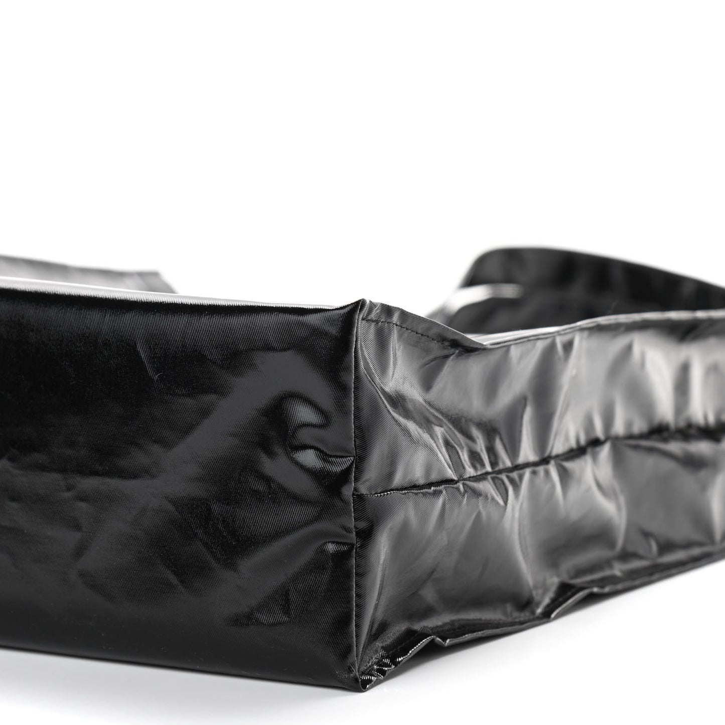 Patent Canvas Frame Logo Vertical Tote Black Crop