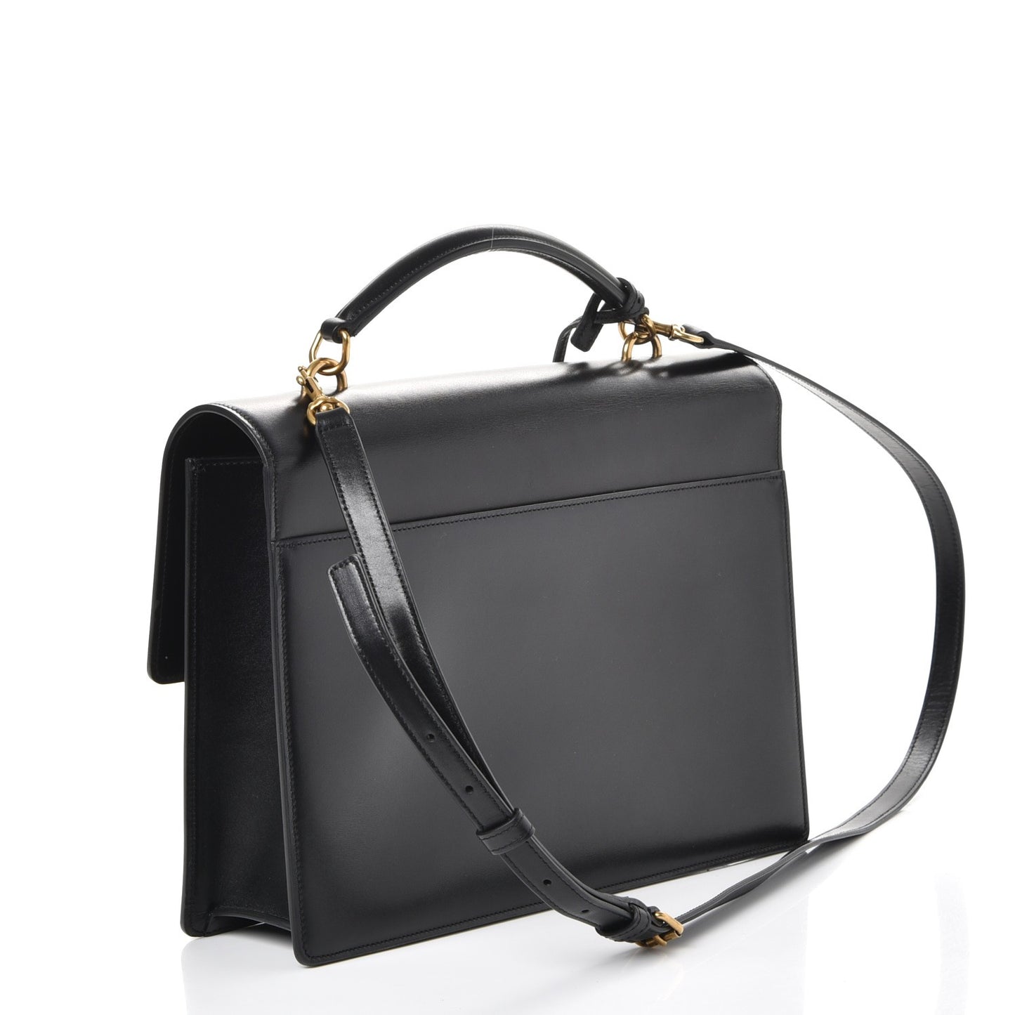 Smooth Calfskin Large High School Shoulder Bag Black