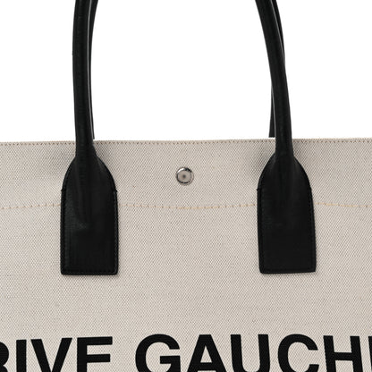 Saint Laurent Linen Calfskin Rive Gauche Tote Optic White 8 of 16