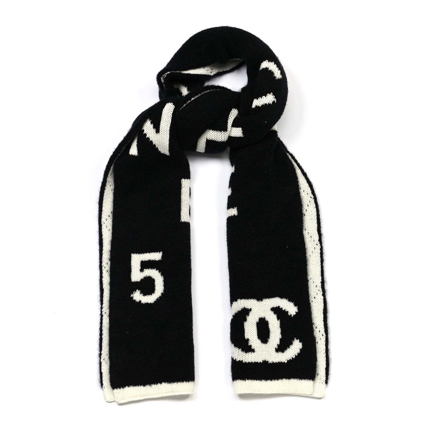 Wool Cashmere Silk CC Scarf Black White