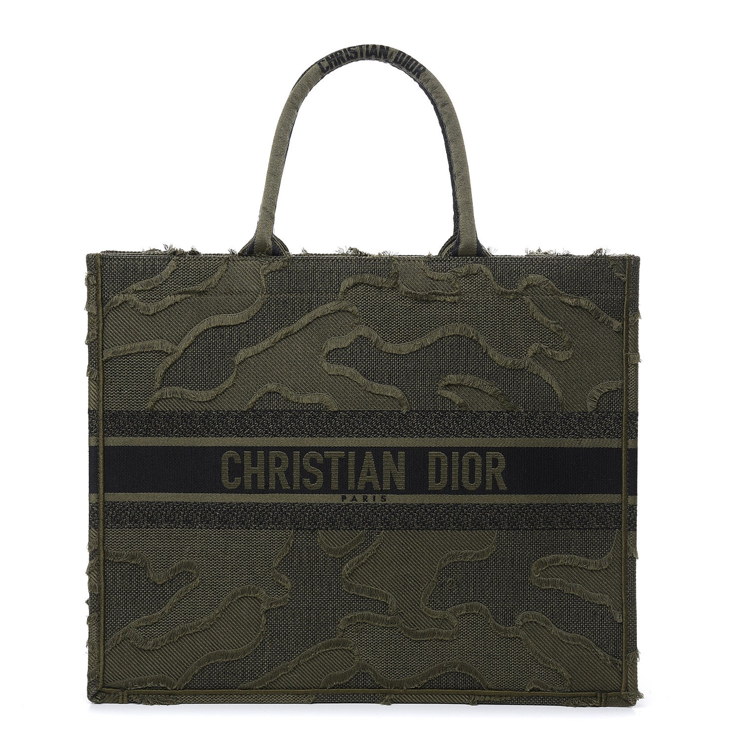 Canvas Embroidered Camouflage Book Tote Green