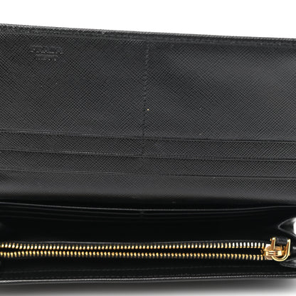 Prada Saffiano Metal Continental Flap Wallet Black 5 of 6