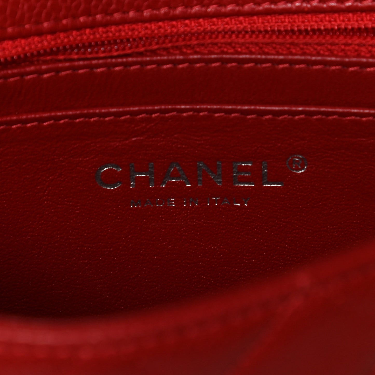 Caviar Quilted Mini Rectangular Flap Red