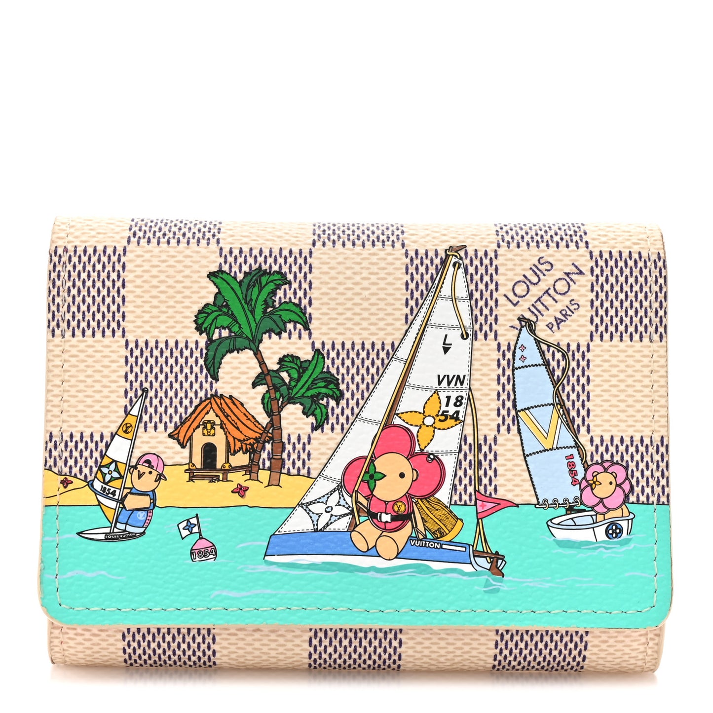 Damier Azur 2023 Christmas Animation Sailing Vivienne Portefeuille Monet Rosalie Coin Purse Dragon Fruit Pink